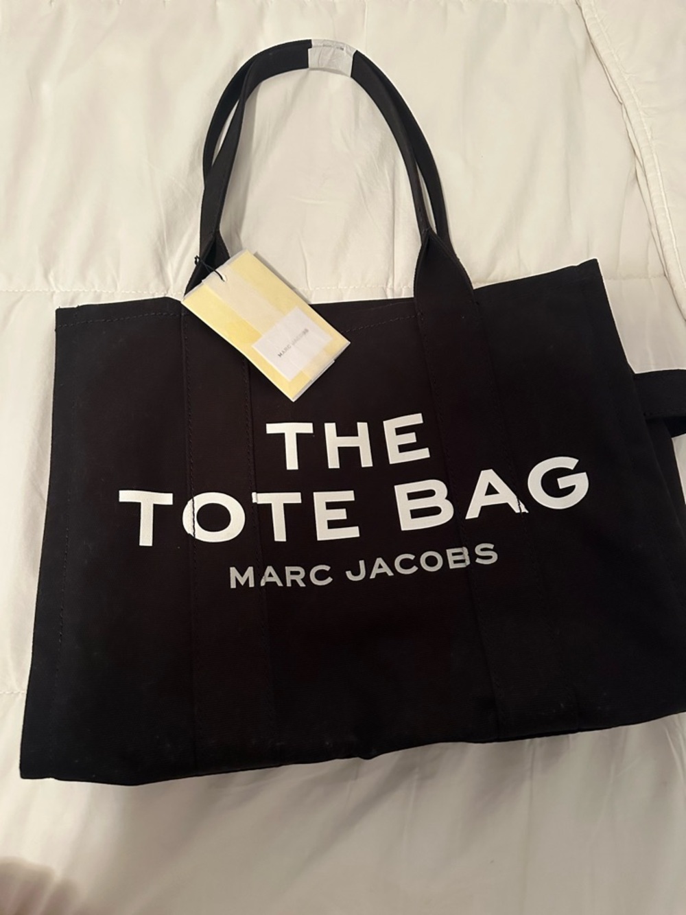 Marc Jacobs Black Canvas Tote with White Logo Text